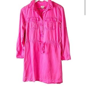 J. Crew Dresses | J.Crew Hot Neon Pink Shirtdress Tie Waist